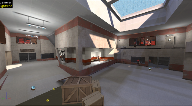 Working on a Capture the flag map set inside a mall.