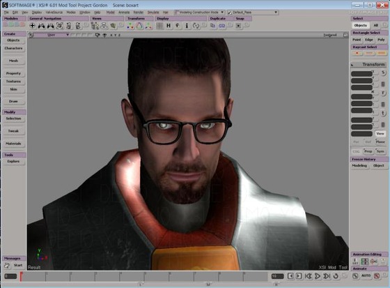 Here's a screenshot of the file used for the final HL2 box art. Seems that all of the Gordon promo material made use of XSI renders for reference material.