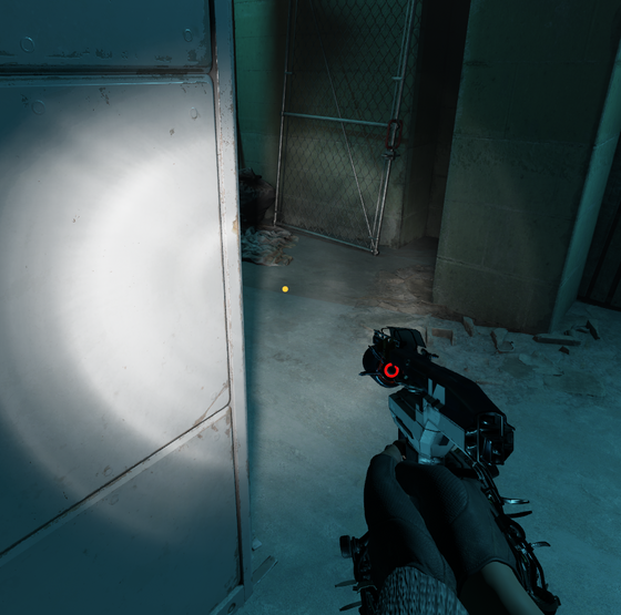 Adjustments have been made to the flashlight. Its position has been moved to take into account the full viewmodels being in game now. 

We have also activated the ability for the flashlight to cast dynamic shadows at anytime as well. 

Progress continues to go well daily!