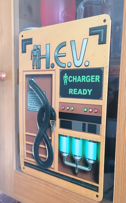 I opened my mail box and found a big letter from a friend of mine.
In it was a stamped metal plate HEV Charger!

THAT MADE MY DAY!

A good friend is a friend withan HEV charger.