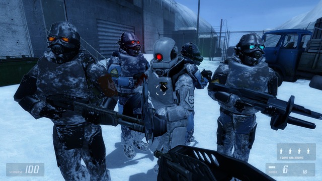 Snowy combine soldiers aren't real, they can't hurt you.
the snowy combine soldiers outside your house: