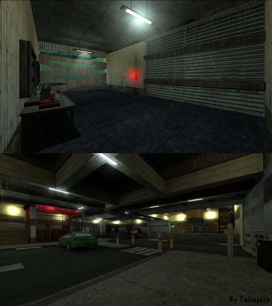 Here is another post showing my maps done for Zombie Panic. This one is called ZPO_Area41 - objective is to get inside an abandoned military base, turn on the main generator and find your way through offices where you will enable a teleportation device to get out of the facility. The first version of this map (top imgs) was made around 2011 where I was still learning Hammer. Then I remake it all around 2014-ish (bottom img) with a more decent-facility looking.

I made some comparison shots from the old to the new versions back in 2015 which I'm showing in this post! Quite an improvement I must say. This maps is still very popular in the game by the community til this day hehe XD

You can find the map here: https://gamebanana.com/mods/142012