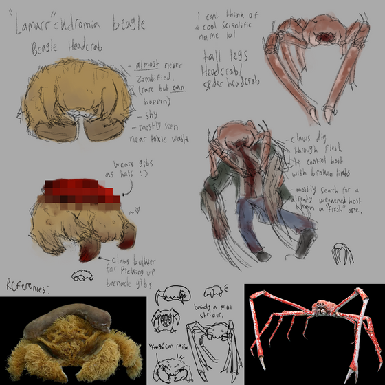 2 Headcrabs variant inspired by IRL crabs :)

Lamarckdromia beagle is a real recently discovered crab in 2022 btw :)