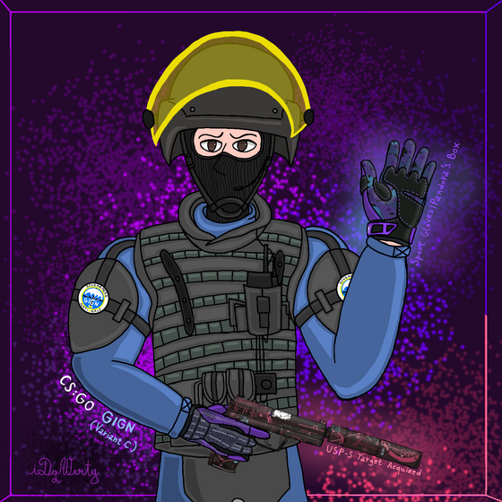 GIGN silent defense! (I've drew CS:GO GIGN Variant C with the Sport Gloves Pandora's Box and with the USP-S Target Acquired skin)