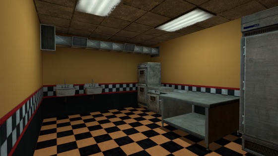 Before and after.

My friends told me the original design looked too FNAF-like (and just weird in general for a kitchen) so I changed it to something more realistic and depressing.