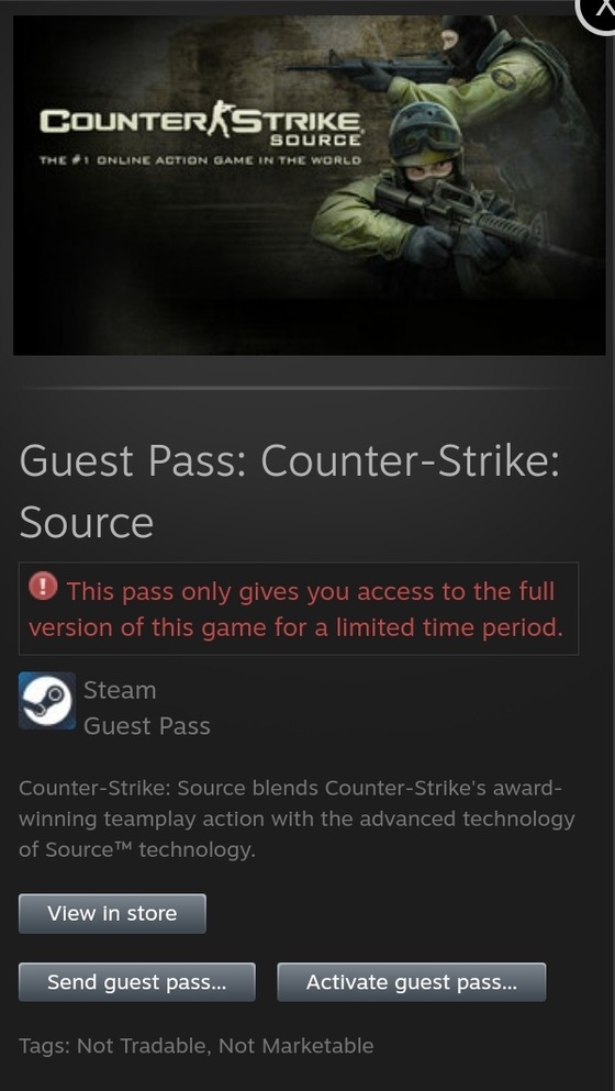 i still have my guest pass to this day. 
(my first cs game btw)