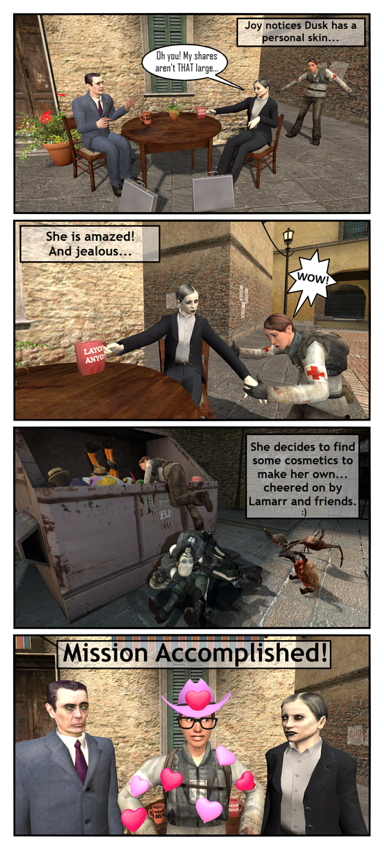 Sis @duskscythe got a new model in Gmod.
And we made a comic of my initial reaction.