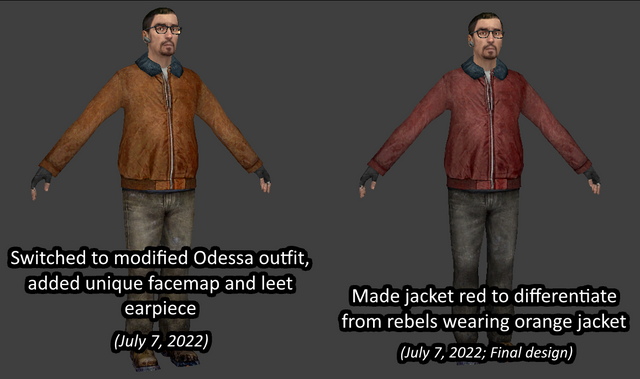 I was going through some old development images and wanted to share some of the evolution behind Radio Guy's model. It's nothing super significant, but the changes he went through were pretty visible and I felt like this would be easy enough to put together and post here.

The black smudge on the leet iteration says "UNIQUE OR DIFFERENT FACE TEXTURE", which was a joke in response to a fellow developer saying I should add a unique or different face texture to the model. As you could see, I eventually caved 🥴

@robo This might be of particular interest to you 👀