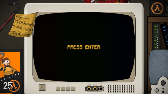 Fun fact it you wait here for a Couple of seconds after Doctor Kleiner tells you to press the Enter key he'll say *Go On press the enter key please* and if you wait 11 seconds he'll also say *We're not getting any younger here press the enter  key* pretty neat