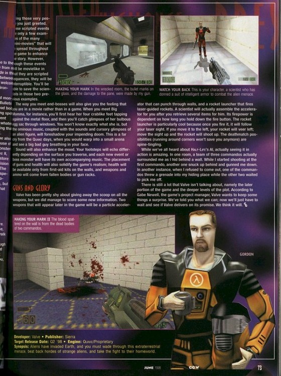 This magazine with Half Life has this render of Gordon without gloves but with a helmet