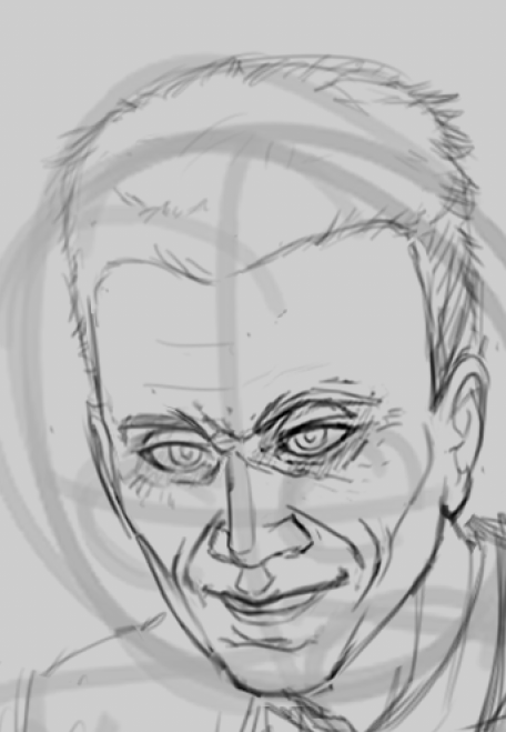It's the weekend so I get to work more on Dusk's commission, here's the Gaman face I'm going with, I'm going for a more stylized look and seems so far Dusk approves. Gman looking mighty devious.