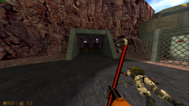 This is the farthest you can get with ONLY the crowbar in Half-Life 1 , yes i've went through the pain of playing the game like this ONLY TO REALIZE that i cant progress because of these fucking explosive boxes
I've tried baiting the turrets , always results in me dying
Jumping over it was also not an option
Nor bringing an object to boost me up