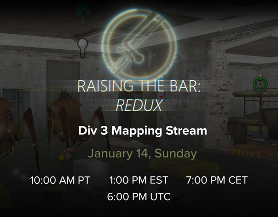 As thanks for getting us such a great showing in this year's MOTY, we're going to be doing our first ever mapping stream! We'll be art passing a Division 3 level this weekend. Jump in to see a bit behind our process!