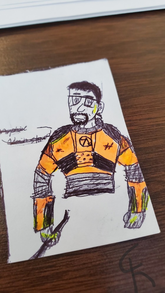 some doodle of the freeman I made in class (I suck at filling in space)