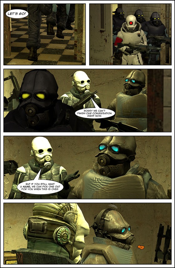 The first five pages of Combine Exchange Program, Episode 11. Read the full comic when it releases later today on metrocop.net!