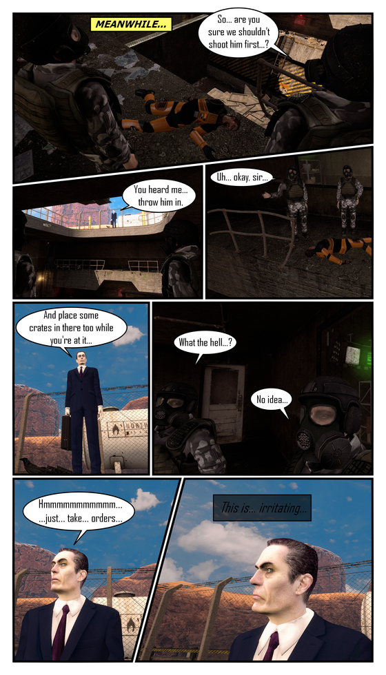 Unforeseen Consequences: The Cascade - Part 5
I always found the trash compacter part of HL1 strange… and yeah I know Decay had a cut scene with it… but hey that’s not canon. XD

Better resolution: https://forums.metrocop.net/t/unforeseen-consequences-the-cascade-part-5/413
Gallery version: https://www.deviantart.com/dusk-scythe/gallery/90723229/unforeseen-consequences