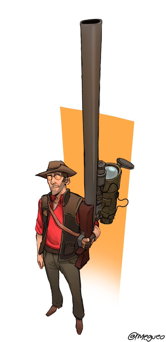 John Patrick Lowrie as The Sniper (art by megueo)