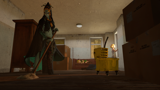 Cleaning time at the new apartment 
Recently moving to a low cost apartment in City 17, decided to clean it up a bit. 
Yeah you can see so many boxes still. We lost the castle in Hyrule due to failed mortgage. 

Decided to make a piece for #springcleaning2024 , not sure if this counts but I am using Half-Life 2's d1_trainstation_03 map as location, and a lot of the assets are from Half-Life related games not counting the characters which is obvious. 



Assets used: 

Half-Life 2
Counter-Strike: Source 
The Legend of Zelda: Twilight Princess (Hyrule Warriors)
The Legend of Zelda: Tears of the Kingdom 
The Legend of Zelda: Ocarina of Time / Majora's Mask (Hyrule Warriors)  
