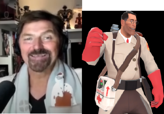 how does the voice actor for medic look like the medic himself kind of