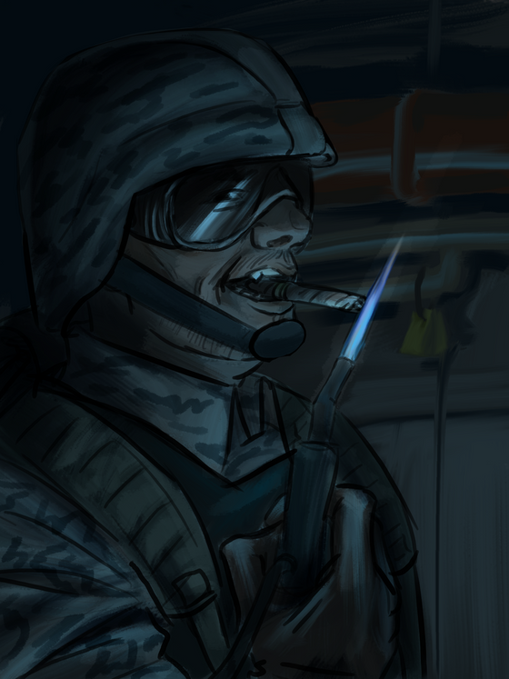"hey shephard, i managed to sneak some cubans for deployment, sure you dont wanna share?"

a quick 50 min drawing before bed ^-^
