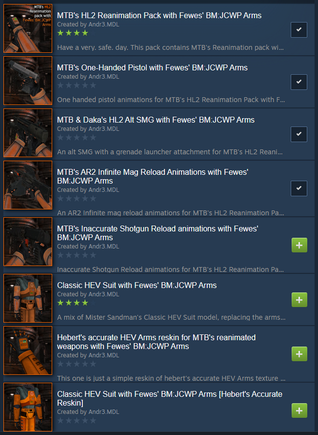 Remembered that I made collections of MTB's HL2 Reanimate ...