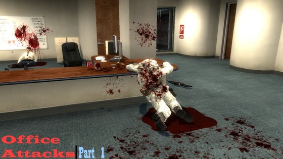 Office Attack - Part 1 + 2
Includes the new Part 2, and Part 1, in case you missed it earlier. Also includes a scrapped version of Part 1, where there's a river of blood flowing down from the desk.