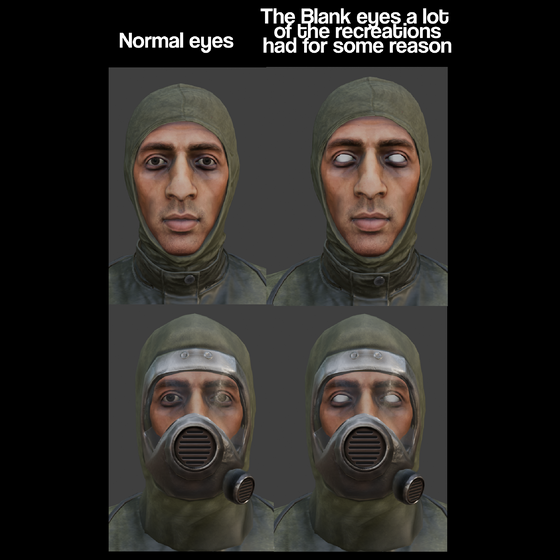 My little kitbash and retexture of a couple different things to try to recreate the gas mask civilian from the Half Life 2 Beta, Love that design