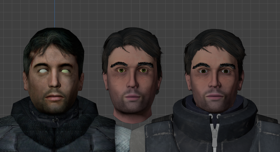 Using a Barney model remake by CoolchouZhao i'm modifying it to be closer to how Barney's actually supposed to look.
Left is Barney's HL2 model
Middle is Zhao's unmodified model
and the Right is my modification
Original model: https://3061185794803.gumroad.com/l/barney_remake?layout=profile