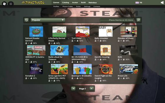 I created a classic STEAM theme for RETROStudio so it could fit in with the RETRO early 2000-2010's
IMPORT THEME: d7f1b68b-ab87-45c3-88ba-d0c5613dd162
(TUTORIAL IN THE IMAGES)
i made this in like an hour and had no time to think so there could be some mistakes or that i missed out on. so be sure to let me know or suggest things that i could add and ohh be sure the decal or texture has the option to copy "TEXTURE ID" but if it doesn't sorry to say i cant use it but you could upload your own on the ROBLOX marketplace in the decal category.